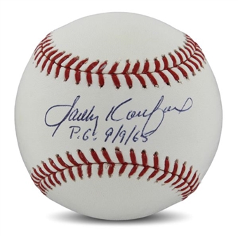 Sandy Koufax Single-Signed Official Major League Baseball Inscribed PG 9/9/65